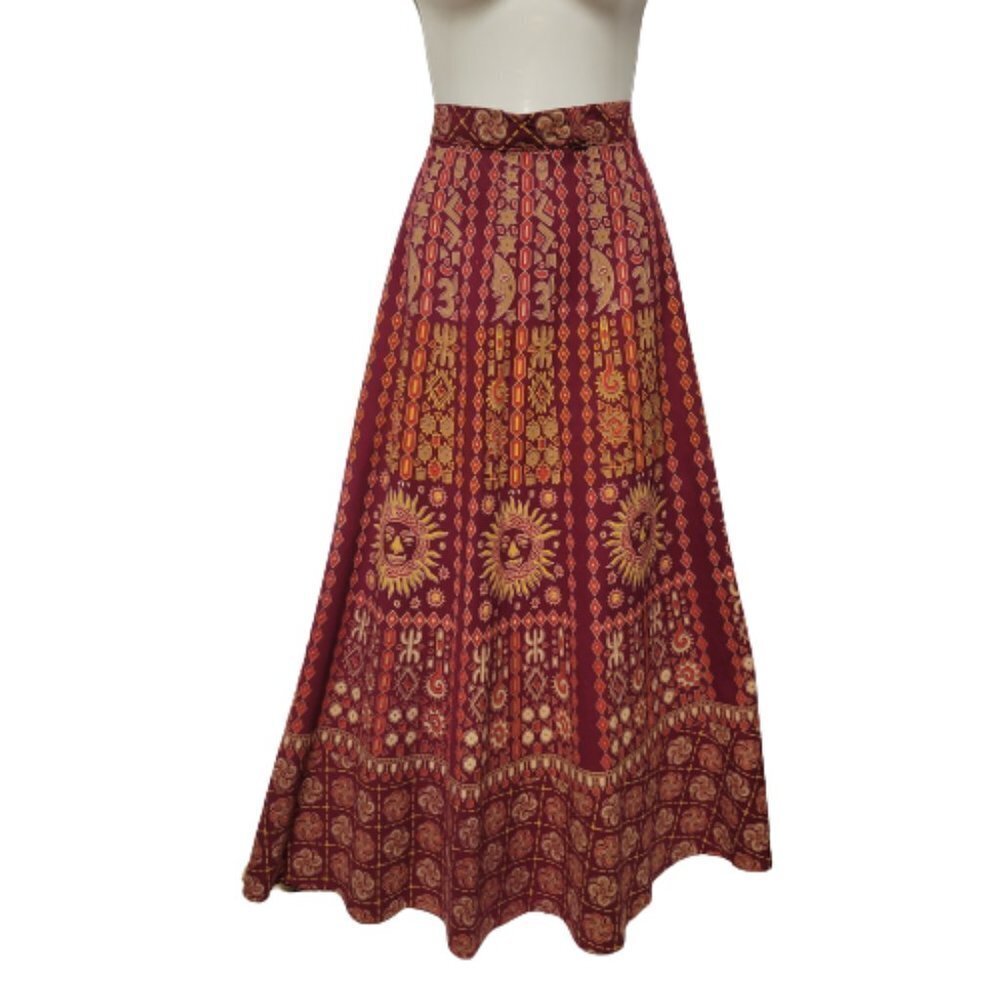 Cotton Maxi Skirt WrapSkirt Long Skirt Ethnic Paisley Bohemian Formal Casual